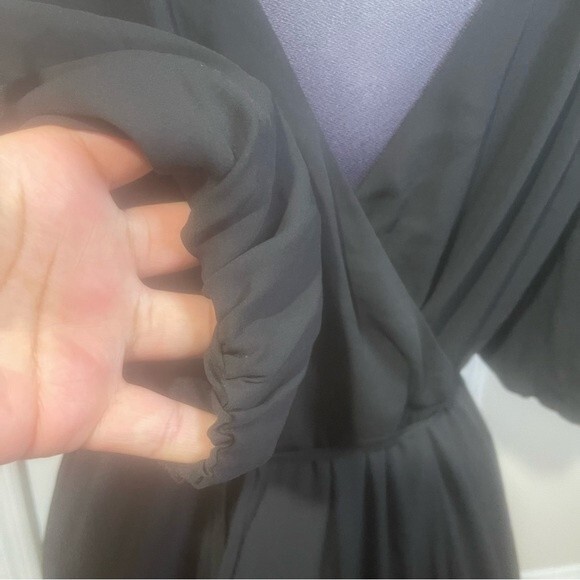 FAME AND PARTNERS V-Neck Georgette Wrap Gown Dress Size 12 - Picture 5 of 9